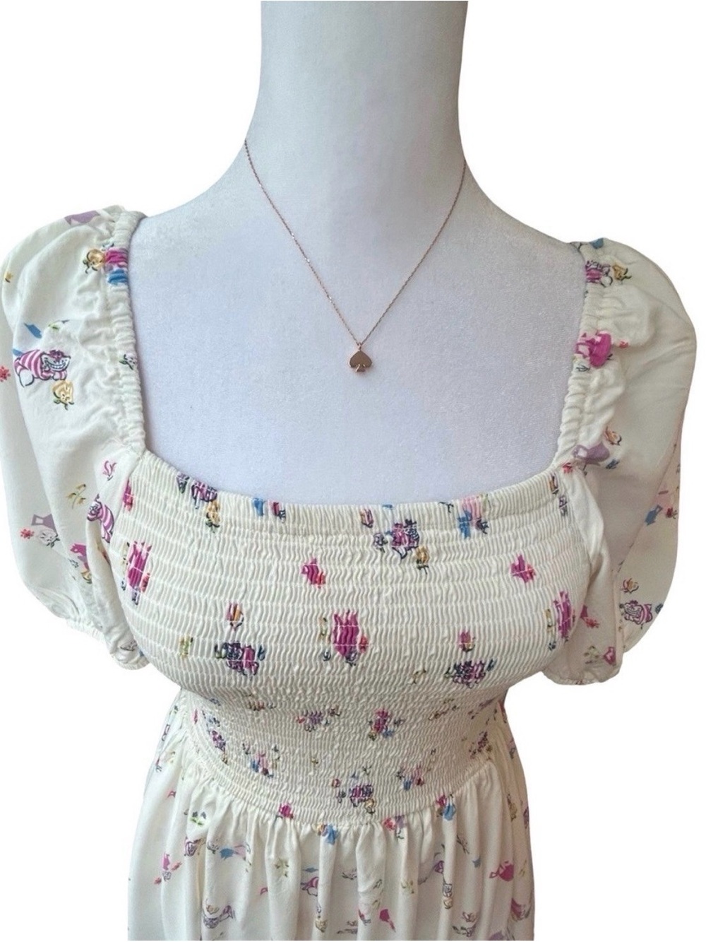 Disney BoxLunch Alice in Wonderland Icons Smocked Milkmaid coquette dress S - Picture 6 of 12